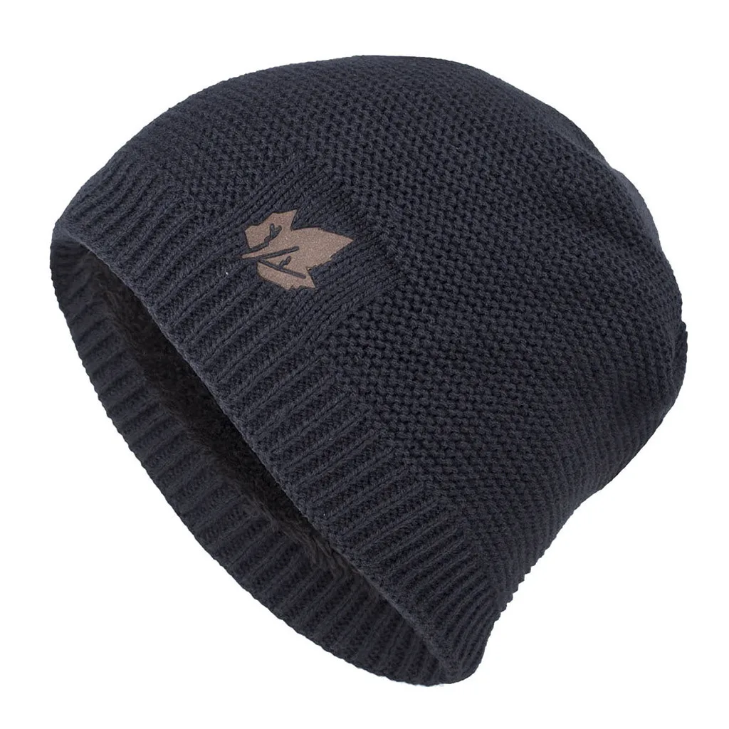 autumn Women Men Unisex Knitted Winter print leaf Cap Casual Beanies Solid Color Hip-hop Snap Slouch Skullies Bonnet beanie Hat