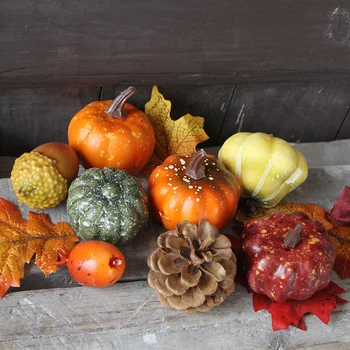 

Artificial Pumpkin Gourd Pine Cone Acorn Maple Leaf For Halloween Autumn Harvest Thanksgiving Halloween Photo Props Home Decor