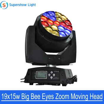 cheap Zoom Functie 19X15W Rgbw Bee Eye Moving Head Licht Nachtclub Dj Party Stage Licht Dmx 512 Led Verlichting Effect