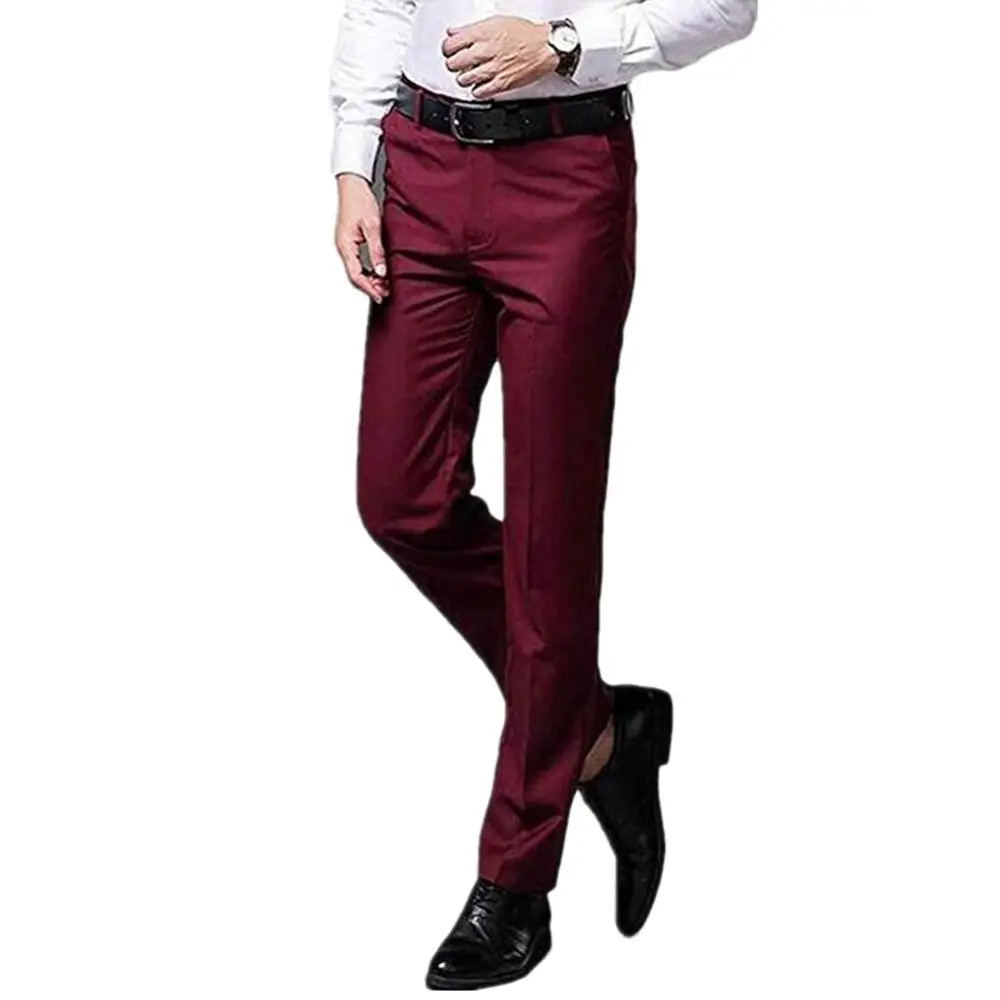 Красивые бордовые прямые мужские штаны облегающие брюки для делового костюма/мужские высококачественные брюки для отдыха модные