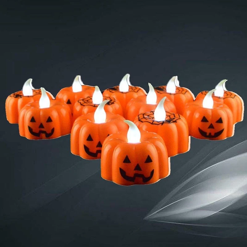 Pumpkin Halloween LED Candles Light Tealight Lamp Battery Home Best Gift Creative Flameless Flickering Electronic | Освещение