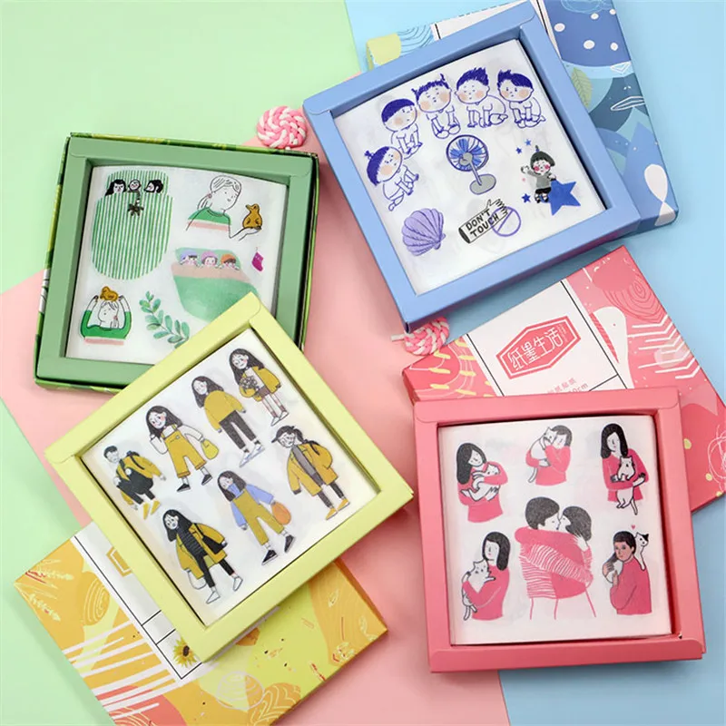 

60Sheets/Box (about 500PCs) Paper Sticker Freely Cut Album Diary Notebook Decoration Kids Gift DIY Scrapbooking Supply 12*12cm