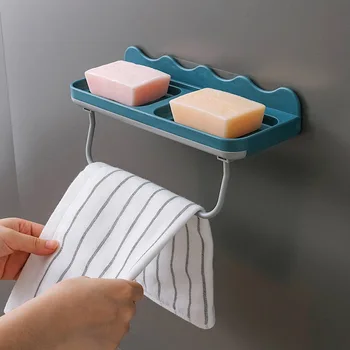 

2771 Soap Dish Water Draining Wall Hanging Sucker Hole Punched Creative Soap Box Shelf Bathroom Storage Shelf Soap Box