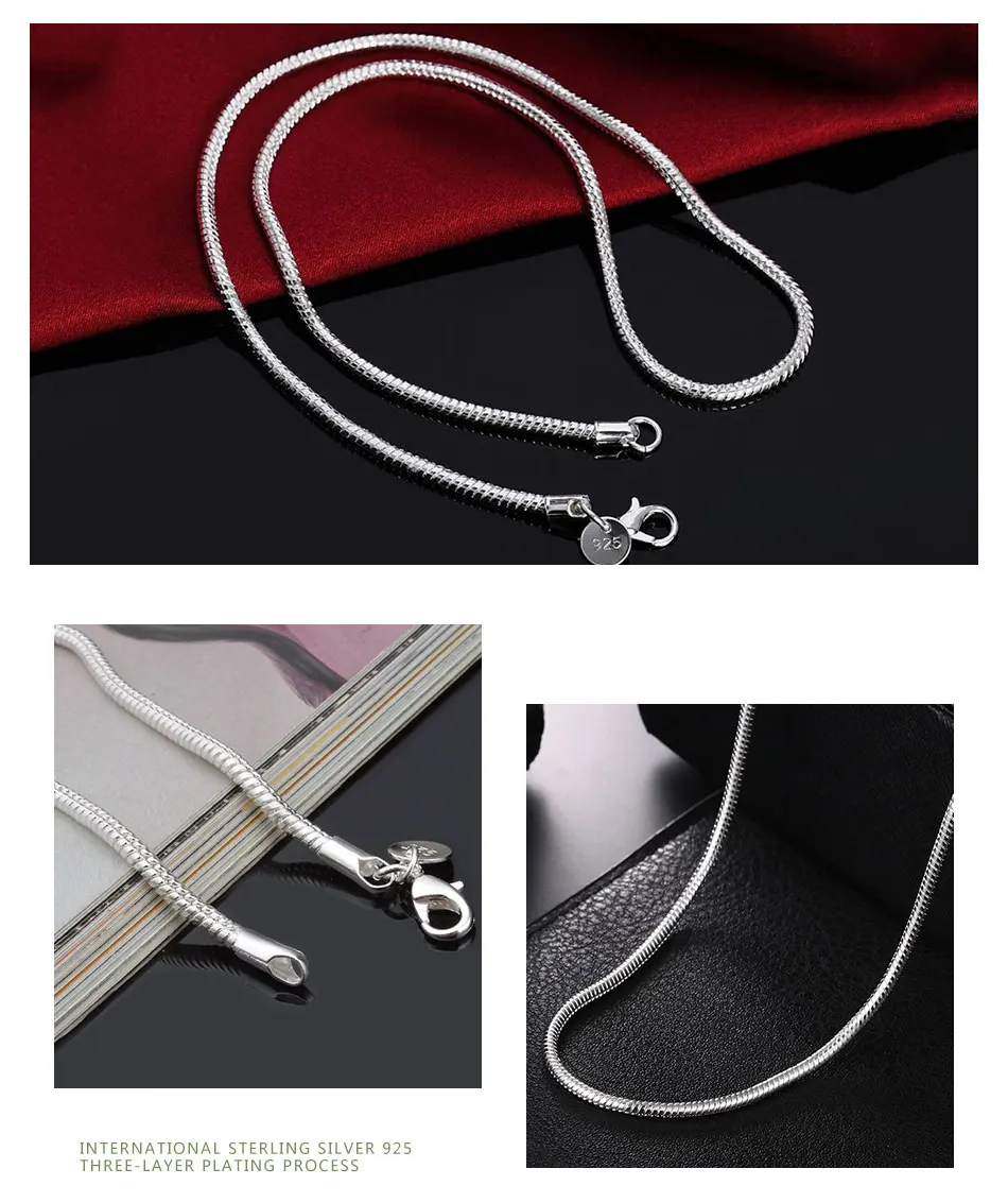 Zdadan 925 Sterling Silber 1mm 2mm 3mm Schlangen kette Halskette für Männer Frauen Mode Hochzeits feier Schmuck Geschenk Großhandel – Detail 4