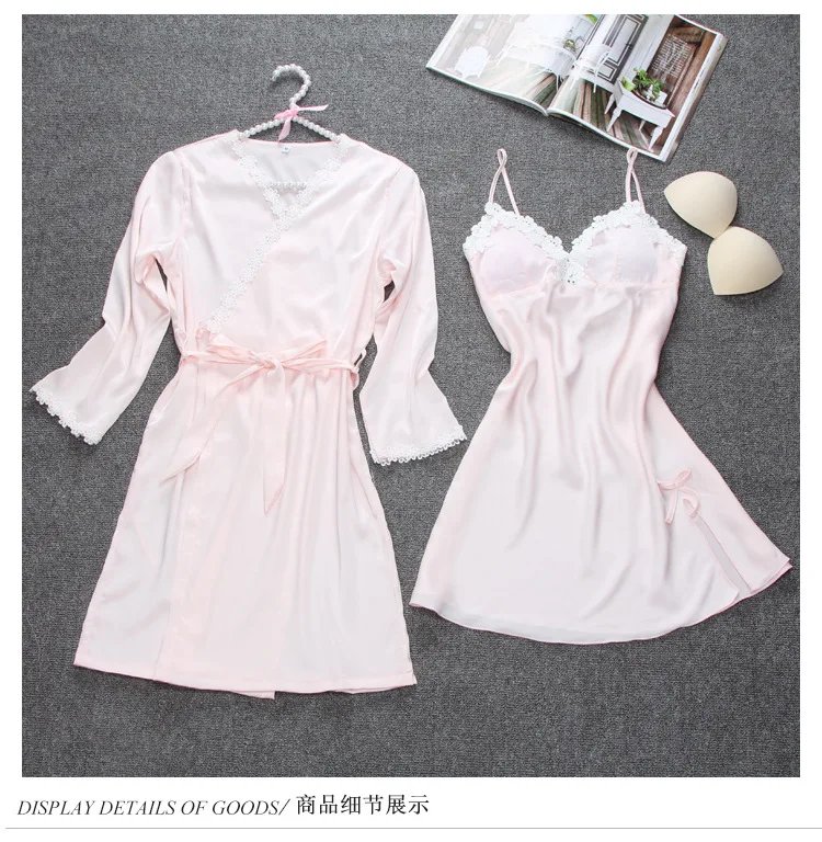 New Style V-neck Sexy And Charming Nightgown Imitated Silk Pajamas Two-Piece Set
