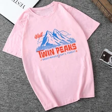 Твин Пикс женская рубашка новая летняя с коротким рукавом Винтажная футболка Женская Плюс Размер o-образным вырезом Женские топы для девочек уличная