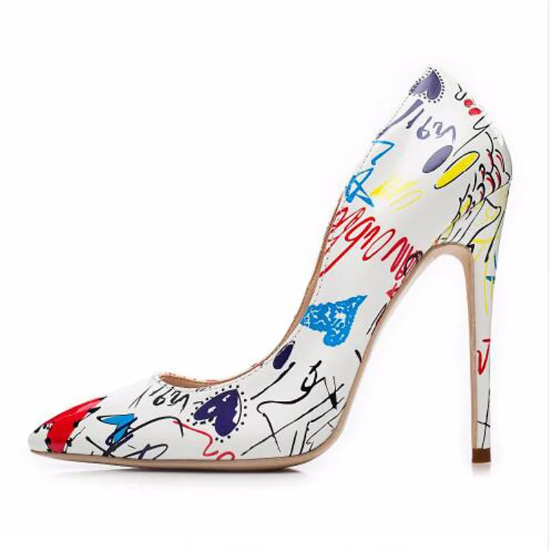 

11.5CM PUMPS 2020 Single shoes, pointed, shallow mouth, bold fancy high heels, European American large size women's shoes