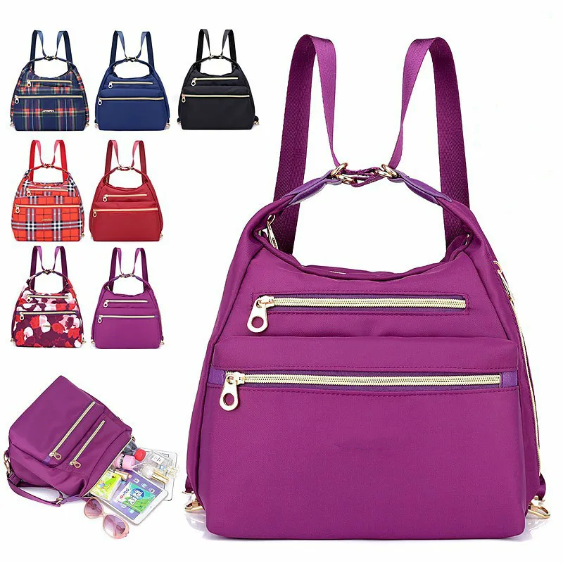

Outdoor Nylon material Waterproof Women's small backpack Multi-function Oblique cross bag for female