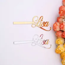 Nombre personalizado para decoración de tartas y tazas, espejo acrílico, decoración para Baby Shower, decoración para Tartas, recuerdos de fiesta, regalo para invitados