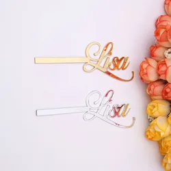Nombre personalizado para decoración de tartas y tazas, espejo acrílico, decoración para Baby Shower, decoración para Tartas, recuerdos de fiesta, regalo para invitados