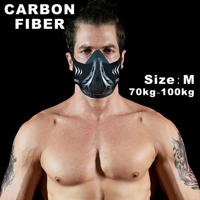 FDBRO Беговая Спортивная маска для фитнеса, тренировки, сопротивление поднятию, кардио, выносливость, Спортивная маска для фитнеса, тренировок, Спортивная маска 3,0 - Цвет: Carbon Fiber M
