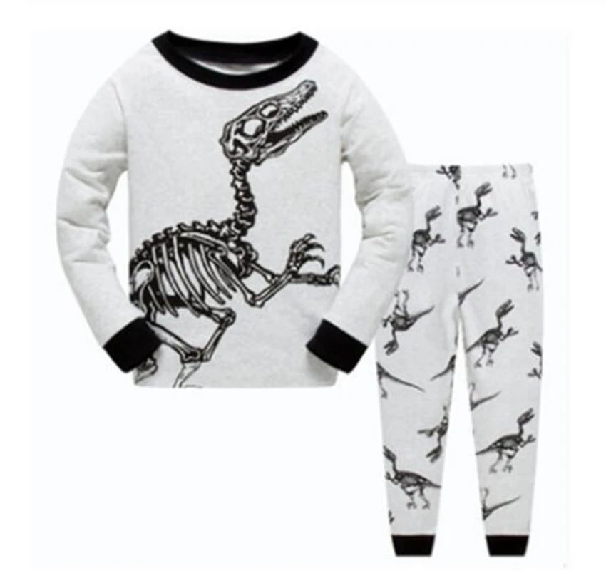 Серые детские пижамы, комплекты одежды пижамы для маленьких мальчиков, комплект из 2 предметов хлопковая футболка с длинным рукавом, брюки, комплект детской одежды для 2-7 лет - Цвет: Color as shown