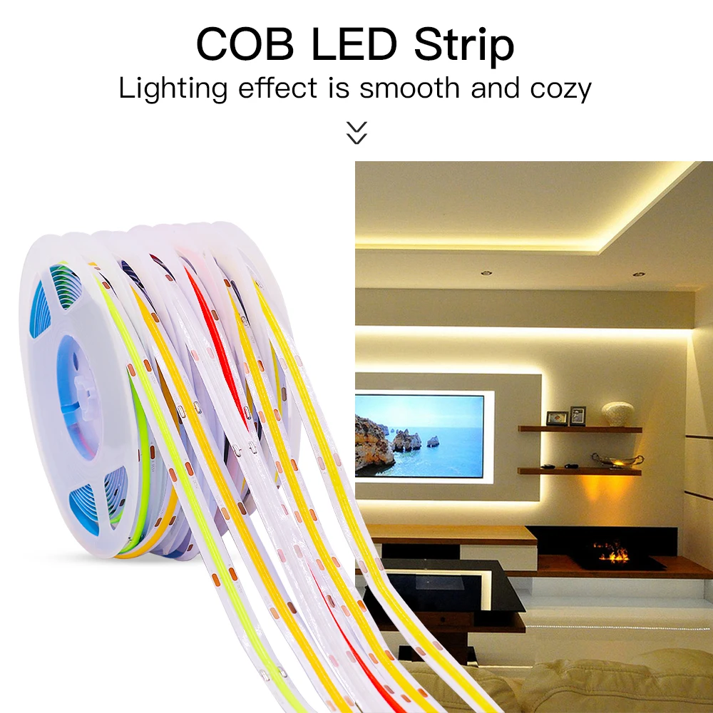 

USB LED COB Strip DC5V 320Leds/m High Density RA90 No Spot FCOB Flexible Ribbon Tape With Switch Dimmable Diode Rope Lamps