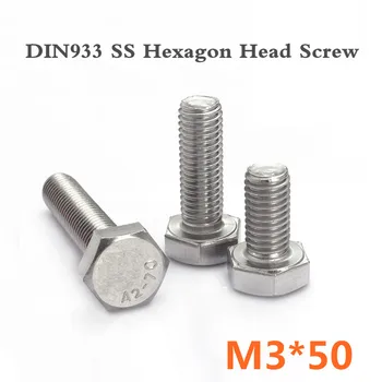 

500pcs/lot DIN933 M3*50 A2 Stainless Steel Hex Head Set Screw