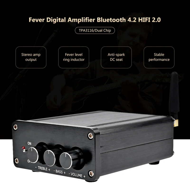 RISE-Tpa3116 цифровой аудио усилитель 2,0 Hifi Bluetooth 4,2 Класс D стерео усилитель высокой мощности 100Wx2 домашний кинотеатр