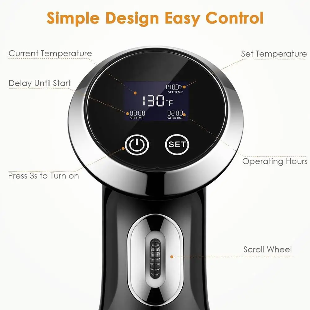 1500 Вт Sous Vide плита с цифровым дисплеем цифровой таймер из нержавеющей стали для