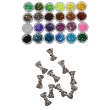 

10pcs Special Charming 3D Alloy Rhinestones with 24 color sequin glitter deco chips nail manicure acrylic gel