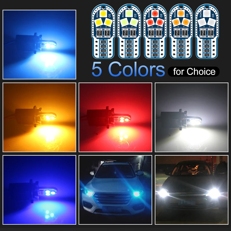 Car Side Marker Light W5W LED 6Pcs T10 Canbus 168 194 Bulb 24SMD License  Lamp DC 