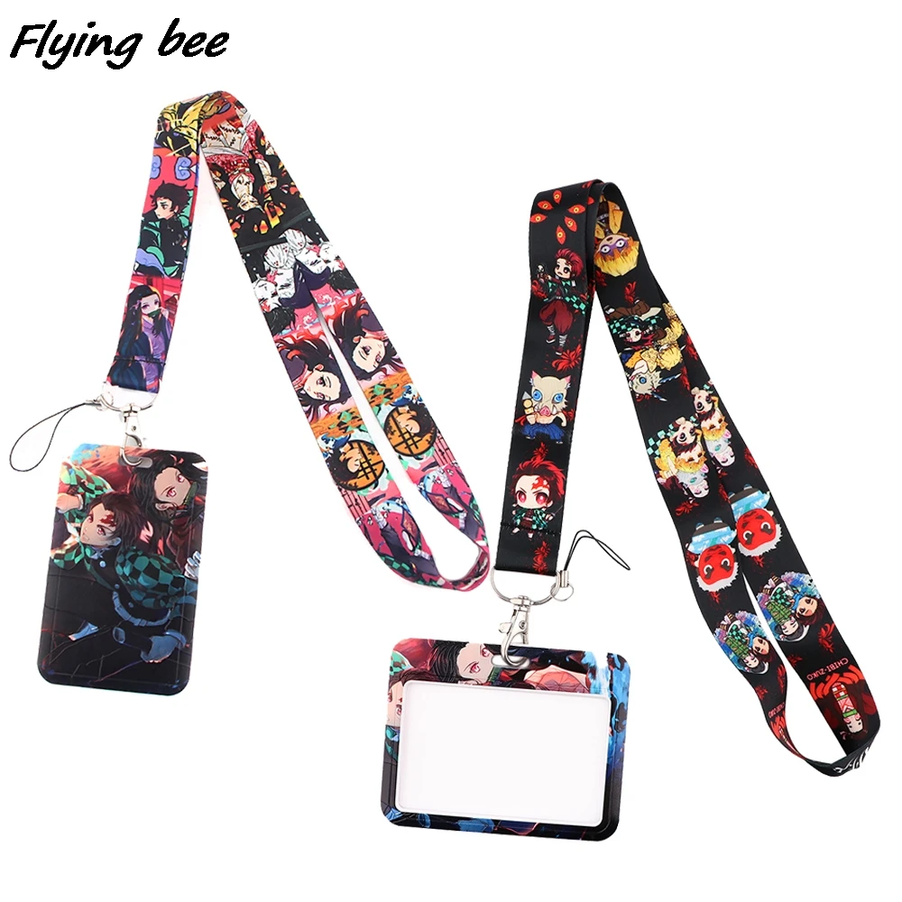 Flyingbee X1975 аниме демон убийца ремешок держатель для карт студентов с завязками на