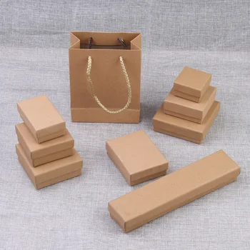 

24pcs Jewellry box Square Kraft Paper Packaging Exquisite Jewelry Necklaces Bracelets Earrings Box Paper Navy Ring Gift Boxes