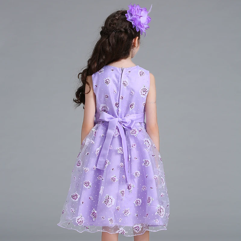 Розничная, платье с цветочным рисунком платье для девочек для свадебной вечеринки с поясом платье для малышей с цветочным принтом Детские платья для первого причастия Размер: от 100 до 150, L619
