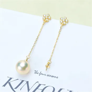 

HOT High Quality S925 Sterling Silver Stud Earrings Settings DIY Pearl Earring Hooks Findings Women's Jewelry Making Accessories