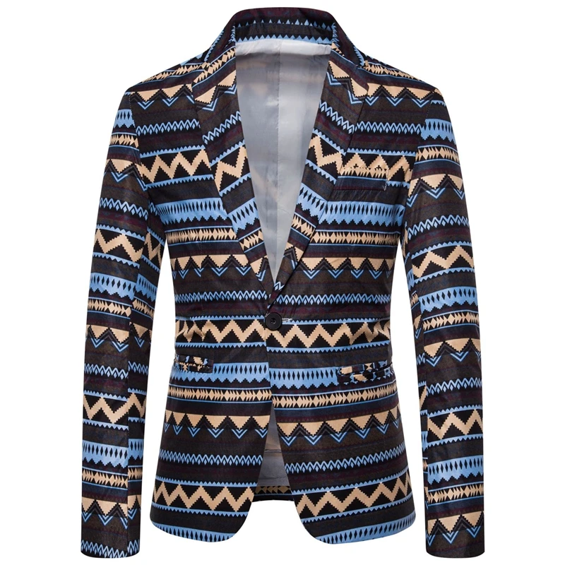 3 Male Suit Blazer Printed Men Slim Jacket Vintage Suits Fashion Luxury Formal wedding Dress Stage Costumes for Singers - Цвет: 3