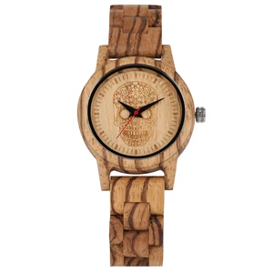 Wooden Quartz Watch Women Watch Brown Strap Wooden Watches Brown Skeleton Pattern Dial Relgios De Mulher Female Gifts Wooden Quartz Watch Women Watch Brown Strap Wooden Watches Brown Skeleton Pattern Dial Relgios De Mulher Female Gifts