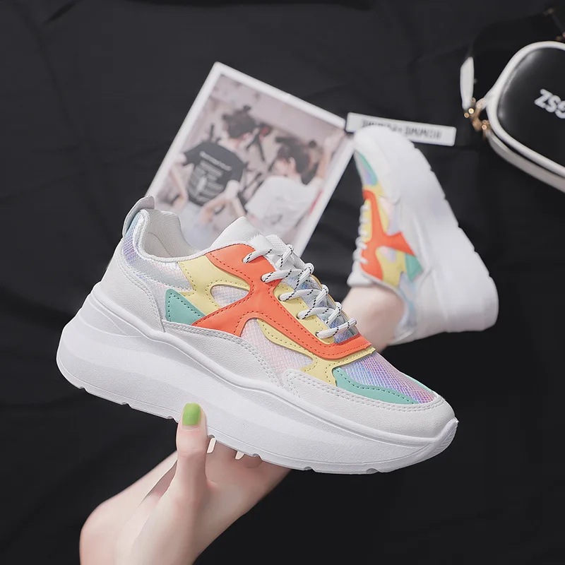 

Women's shoes 2019 spring and autumn new color matching casual wear round head tie comfortable outdoor wild daily shoes