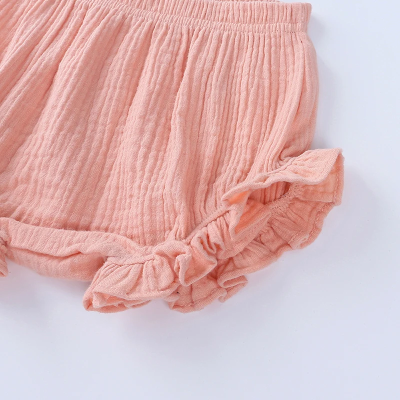 Toddler Infant Baby Boy Girl Kids Ruffles Shorts Bottoms Solid PP Bloomers cotton Linen Bread pants Covers Cute Panties Summer