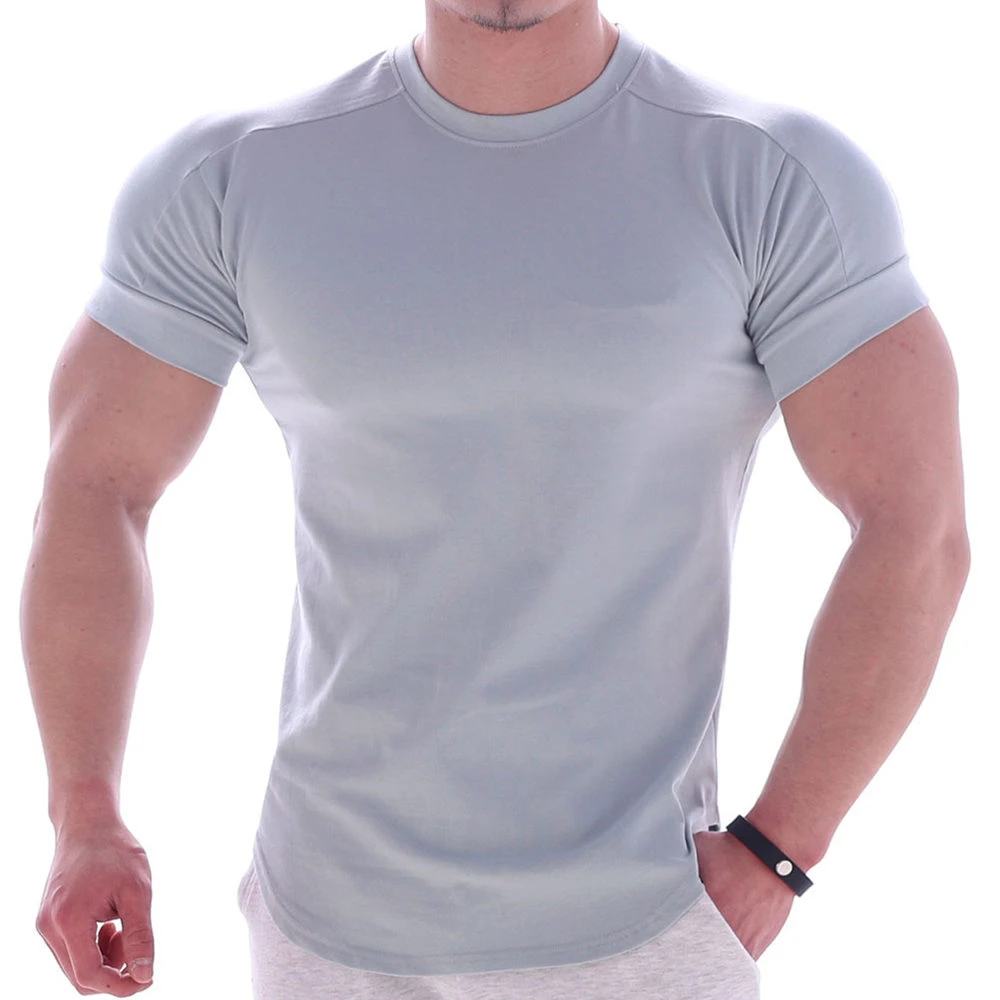 Men's Workout Casual Gym Running T-shirt Tight fit Solid color Lightweight Top 
