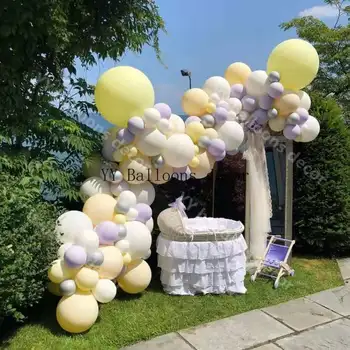 

182pcs Balloon 1 Arch Kit Yellow White for Parties Birthday Wedding Party Baby Shower Decorations for Girl Boy
