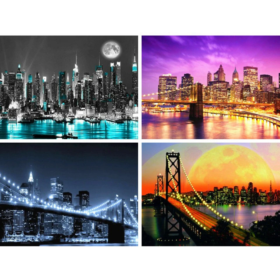 

AZQSD Diamond Painting Full Square City Night Needlework Embroidery Landscape Home Decor Gift Picture Of Rhinestones Handmade