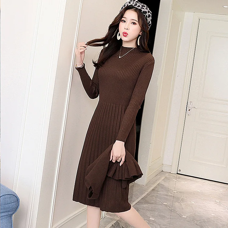 Season Suit-dress Knitting Vest Twinset Dress Lotus Leaf Edge Waistcoat Long Fund Rendering Sweater Maternity Dresses Cotton