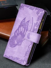  For Samsung Galaxy S21 Ultra Plus S20 FE 5G A32 A52 A12 A72 A42 A22 A21S Wallet Case Leather Pattern Zipper Cover 