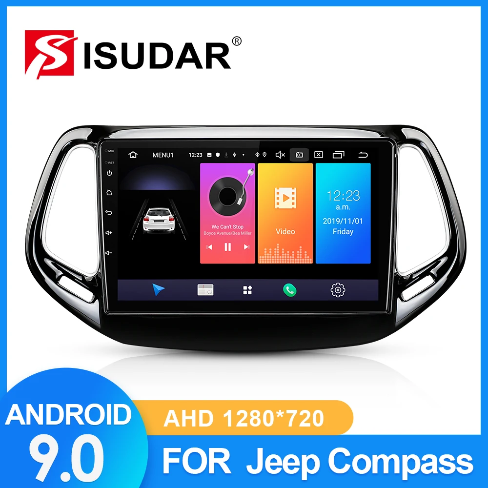Автомобильный радиоприемник ISUDAR для Jeep Compass 2 МП 2 din Android 9 Авторадио Мультимедиа gps DVR камера ram 2 Гб rom 32 Гб USB