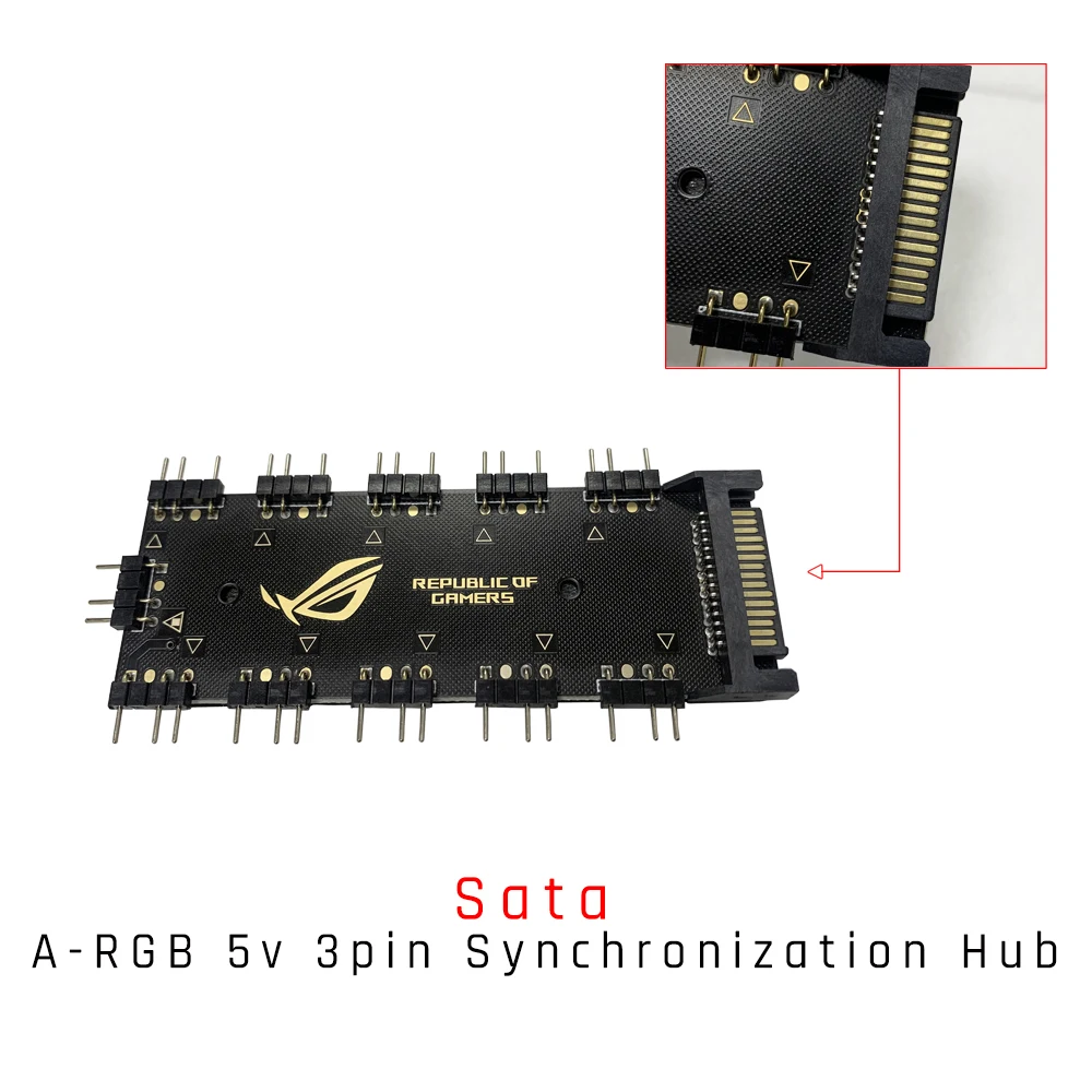 FormulaMod Fm-TBJXQ, Sata Type 5v 3pin RGB Synchronization Hub, For 5v Lighting Sync To Motherboard, Powered By Sata  