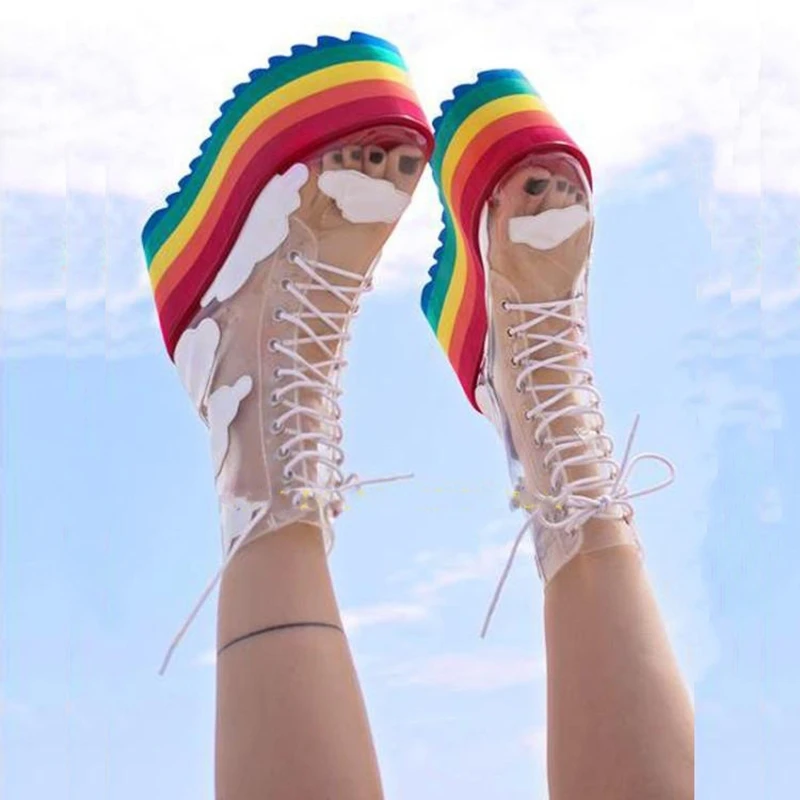 Rainbow Platform Woman Shoes (2)