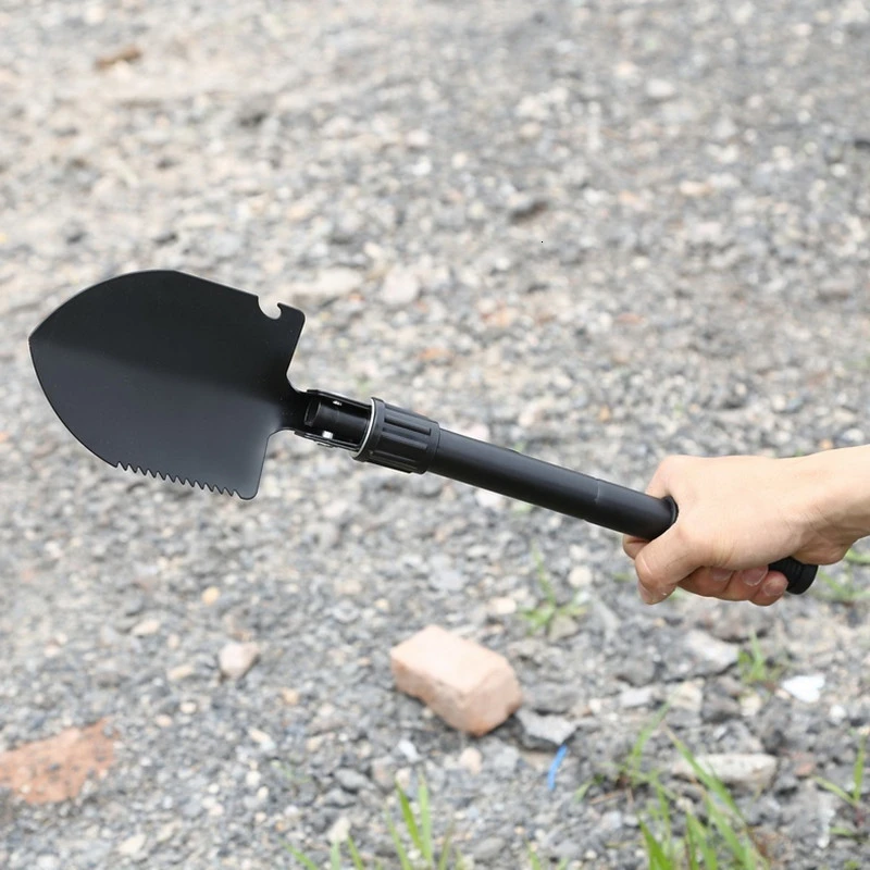Upgrade 3 in 1 Multifunctional Military Folding Camping Shovel Dig Pickaxe Earth Digger Ice Garden Saw Hoe Snow Spade Scoop  (6)