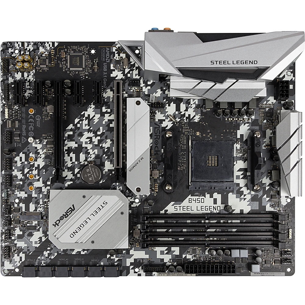 Материнская плата Asrock B450 STEEL LEGEND Soc-AM4 AMD B450 4xDDR4 ATX AC`97 8ch(7.1) GbLAN RAID+HDM