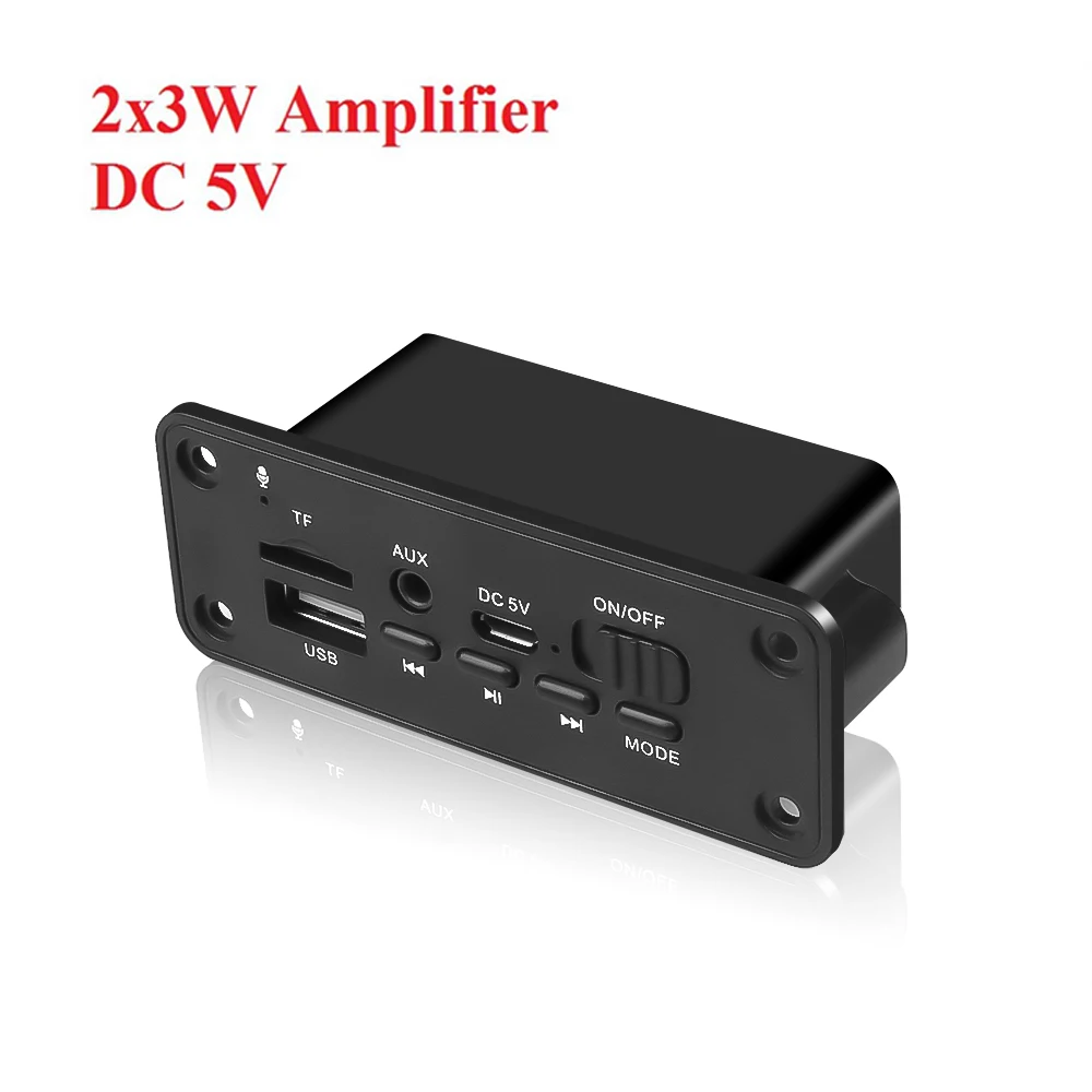 V5.0 Bluetooth 5.0 6W amplifier Mic handsfree MP3 Player Decoder Board 2*3W FM Radio Module TF USB U disk AUX Audio with switch