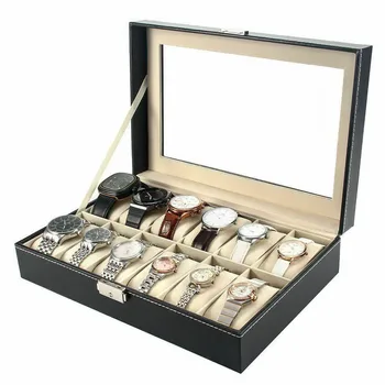 

Hot Selling 3/6/12 Slots Watch Box Leather Wrist Display Case Organizer Jewelry Storage Box