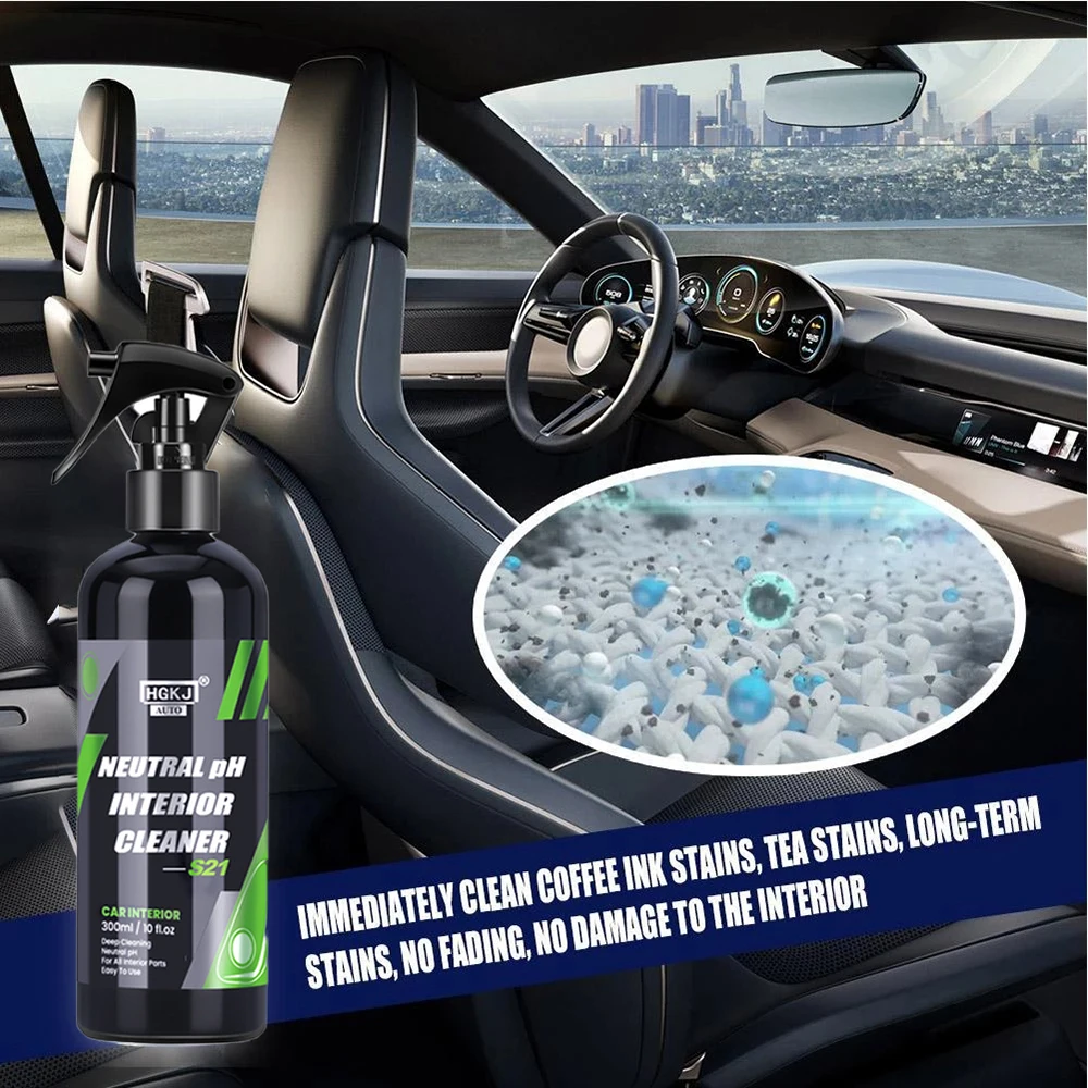 HGKJ-S21-300ML Car Interior Cleaning Agent Ceiling Cleaner Leather Flannel Woven Fabric Water-free Cleaning Agent