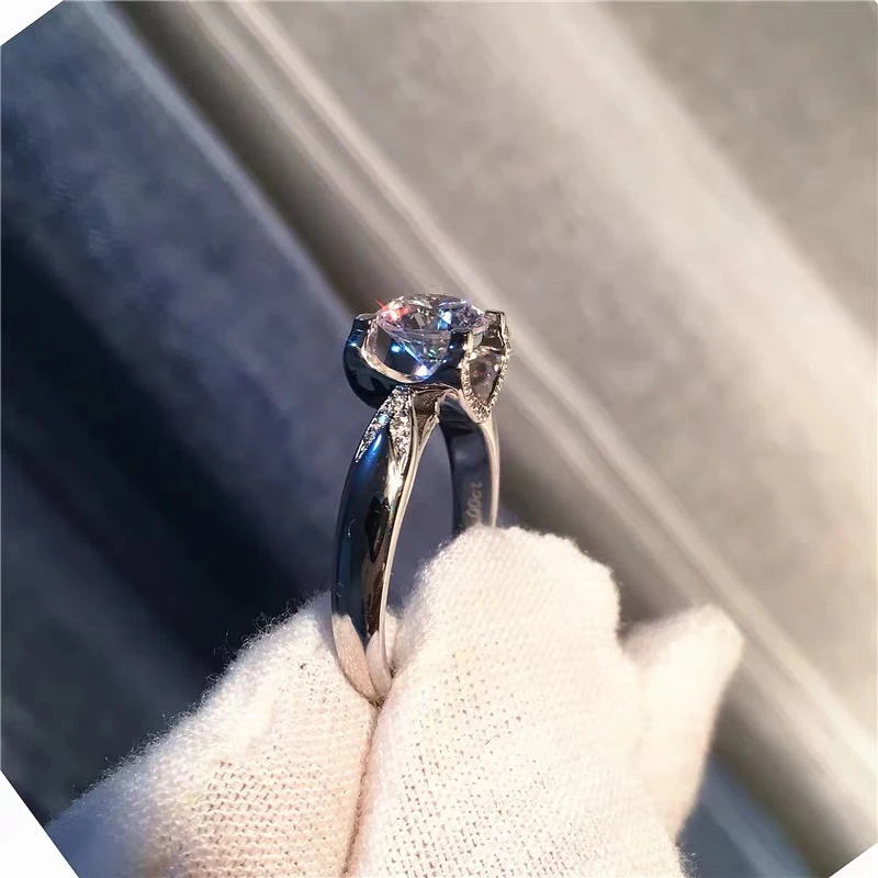925 Серебряное кольцо для девушки 1ct 2ct 3ct EF цветной камень Муассанит отличной огранки обручальные кольца с бриллиантами на годовщину
