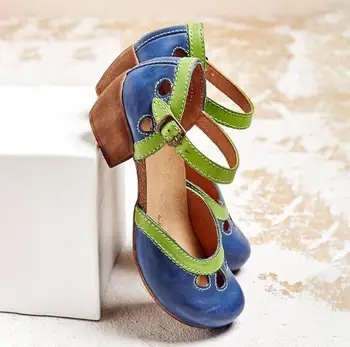 

Women Shoes Sandals Summer Mid High Shoes Buckle PU Leather Gladiator Luxury Shoes Women Designers Zapatos De Mujer E21