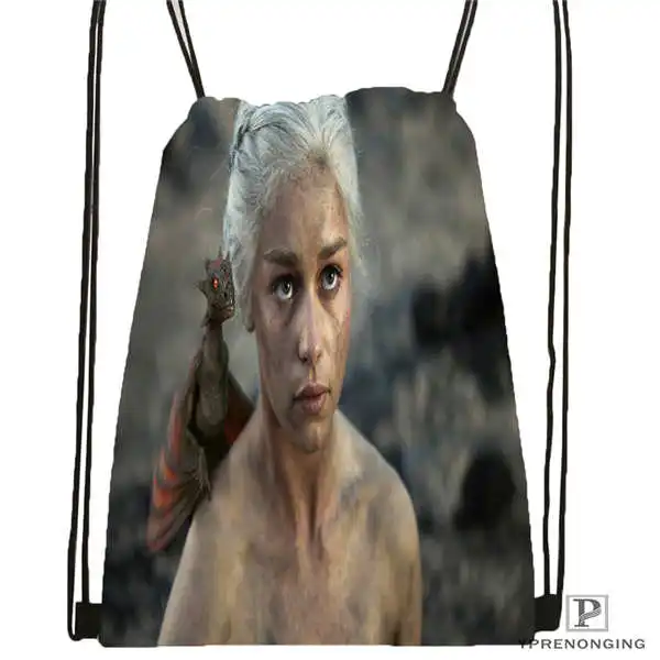 Drawstring Backpack Пользовательская Игра престолов@ 01-походная сумка на шнурке милый рюкзак для детей(черная спинка) 31x40 см#180611-01-29 - Цвет: Drawstring Backpack