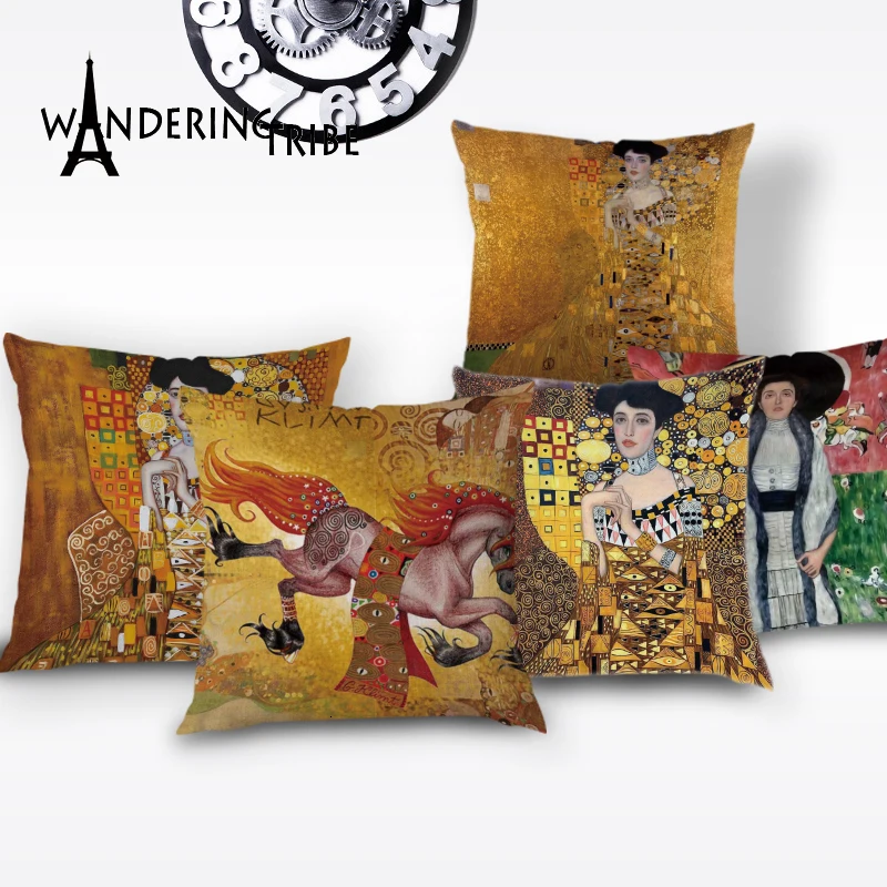 Abstract Retro Throw Pillow Cases Van Gogh Empress Luxury Cushion Covers Horse Watercolor for Sofa Cover Decorative Pillows Case