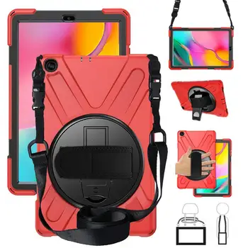

Tab A 10.1 T510 Heavy Duty Rugged Shockproof Case 360 Rotate Kickstand/Hand+Neck Strap for Samsung Tab A 10.1 SM-T510/T515 2019