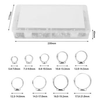 

180pcs Hose Clamp Set Stainless Steel Single Ear Clip Silver 5.8-21 mm