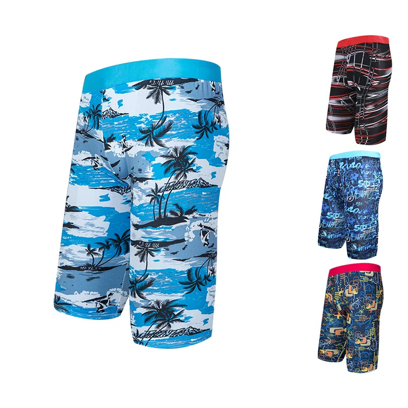 

Plus-sized Menswear Swimming Trunks Long Short Boxers Bathing Suit Drawstring Swimming Men's Loose-Fit Shorts Wholesale YK088
